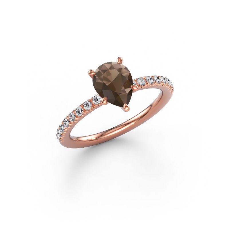 Verlovingsring Crystal PER 2 585 rosé goud rookkwarts 8x6 mm