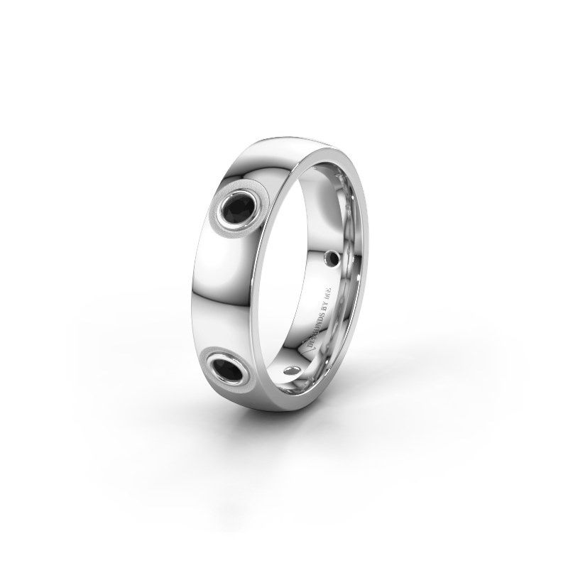 Afbeelding van Trouwring WH0139L25BP 585 witgoud zwarte diamant ±5x2 mm
