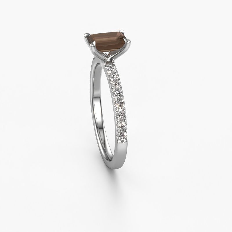 Image of Engagement Ring Crystal Eme 2<br/>950 platinum<br/>Smokey quartz 6.5x4.5 mm