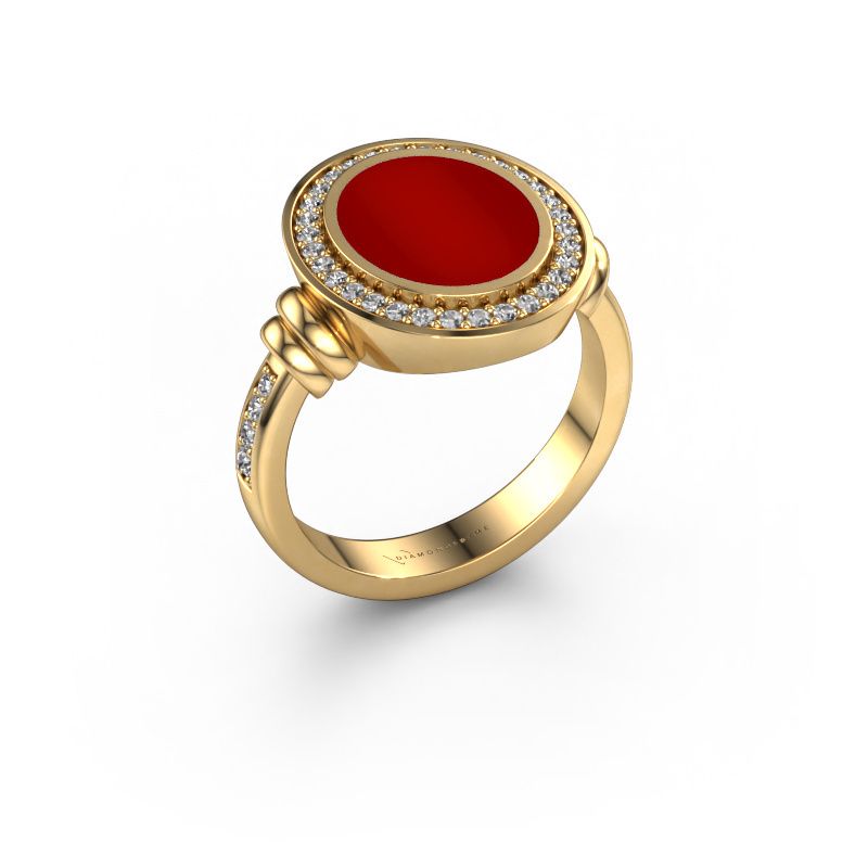 Zegelring Servie 2 585 goud carneool 12x10 mm