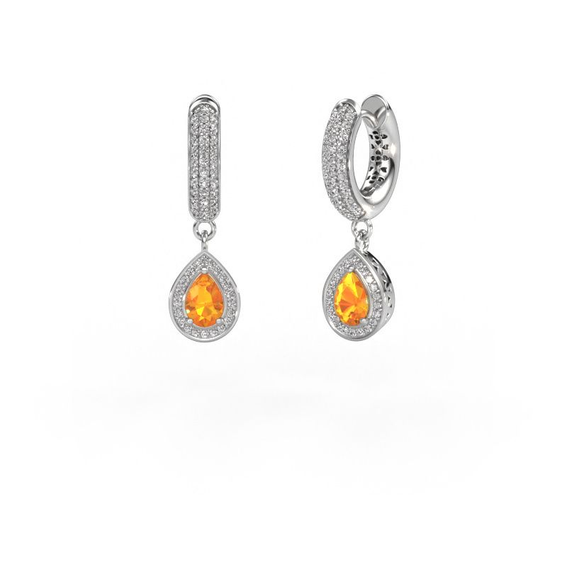 Drop earrings Barbar 2 950 platinum citrin 6x4 mm