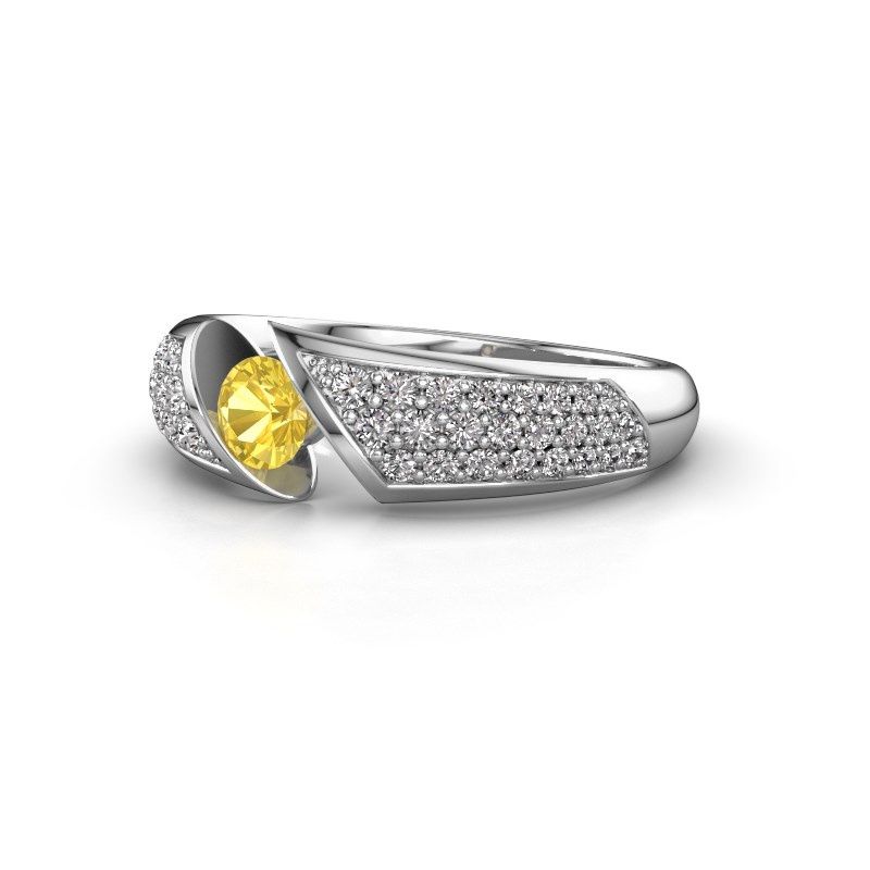 Image of Engagement ring hojalien 3<br/>585 white gold<br/>Yellow sapphire 4.2 mm