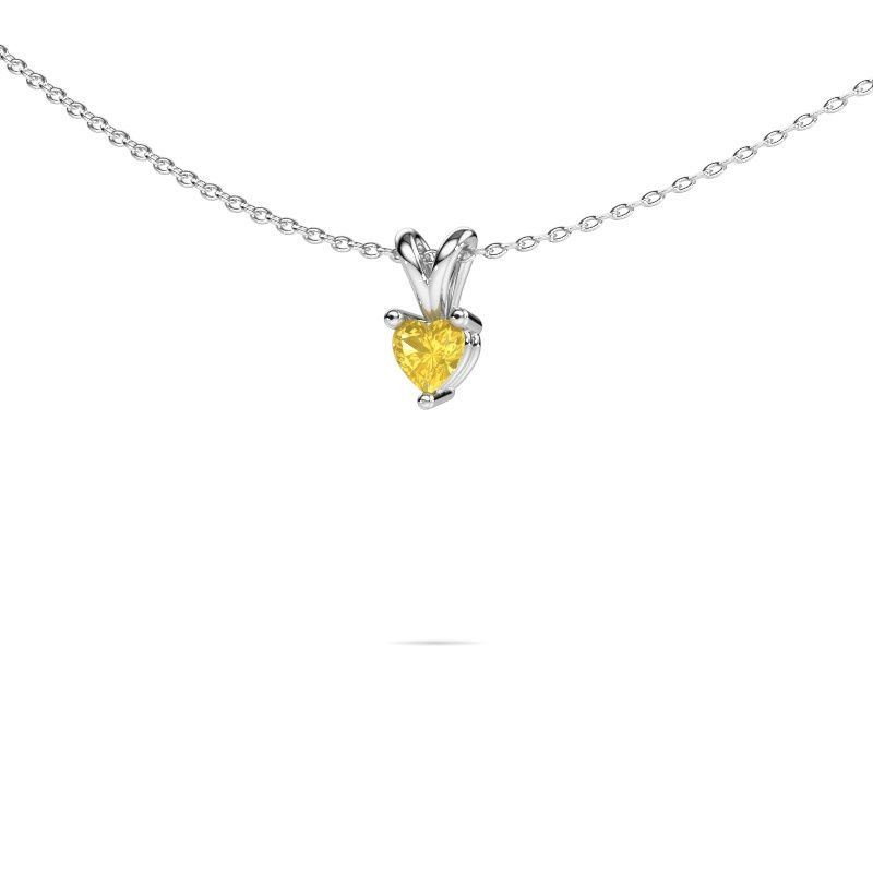 Pendant Garnet 585 white gold yellow sapphire 4 mm