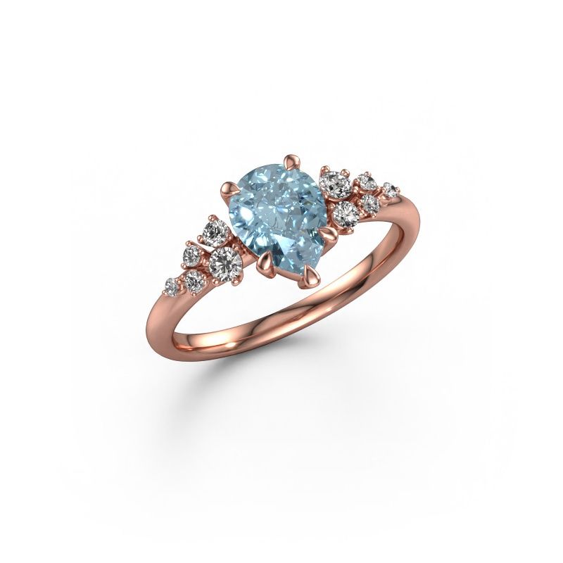 Bague Royce PER 585 or rose diamant synthétique bleu 8x6 mm