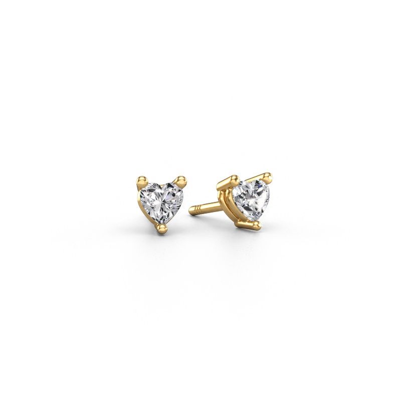 Stud earrings Garnet 585 gold lab grown diamond 0.50 crt
