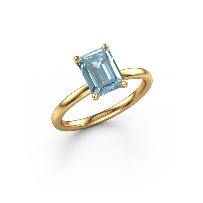 Engagement ring Crystal EME 1 585 gold blue lab grown diamond 8x6 mm