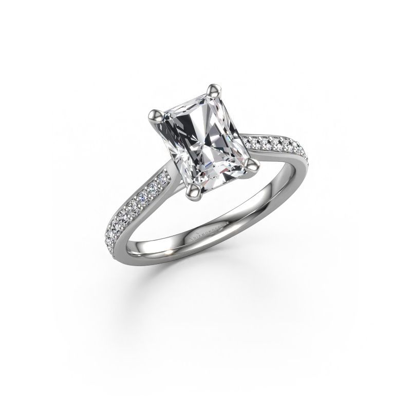 Bague de fiançailles Mignon rad 2 950 platine diamant custom 6.5x4.5 mm
