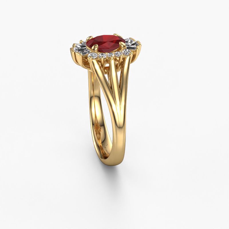 Image of Engagement ring Andrea 585 gold ruby 7x5 mm