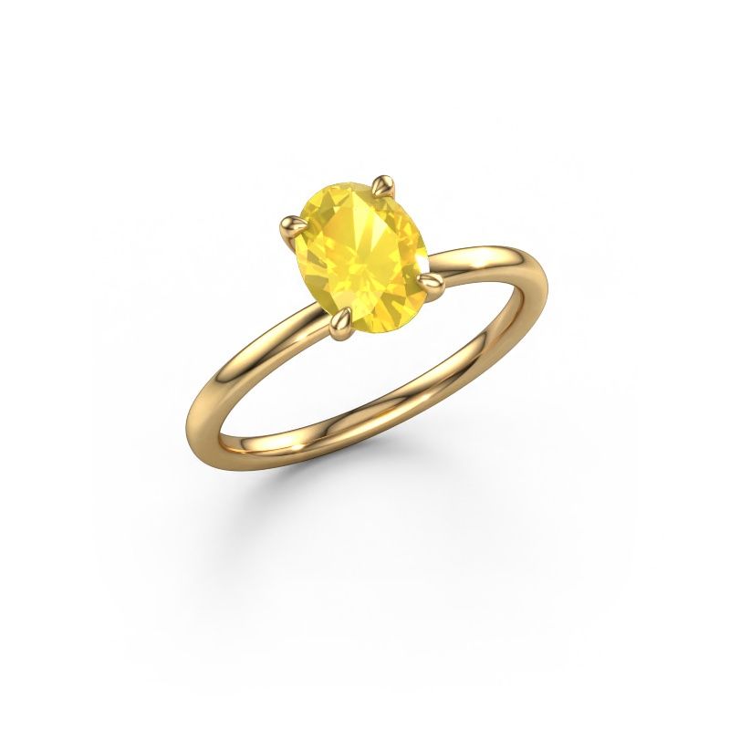 Verlovingsring Crystal OVL 1 585 goud gele saffier 8x6 mm