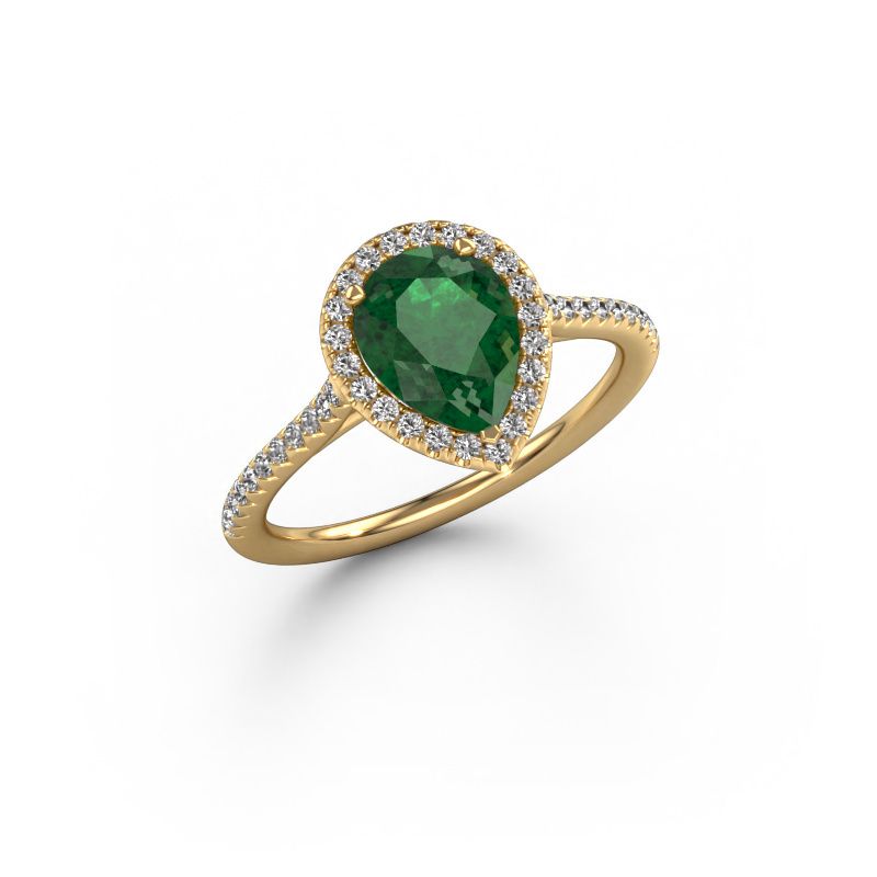 Engagement ring Seline per 2 585 gold emerald 8x6 mm