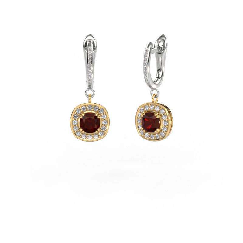 Drop earrings Marlotte 2 585 gold garnet 5 mm