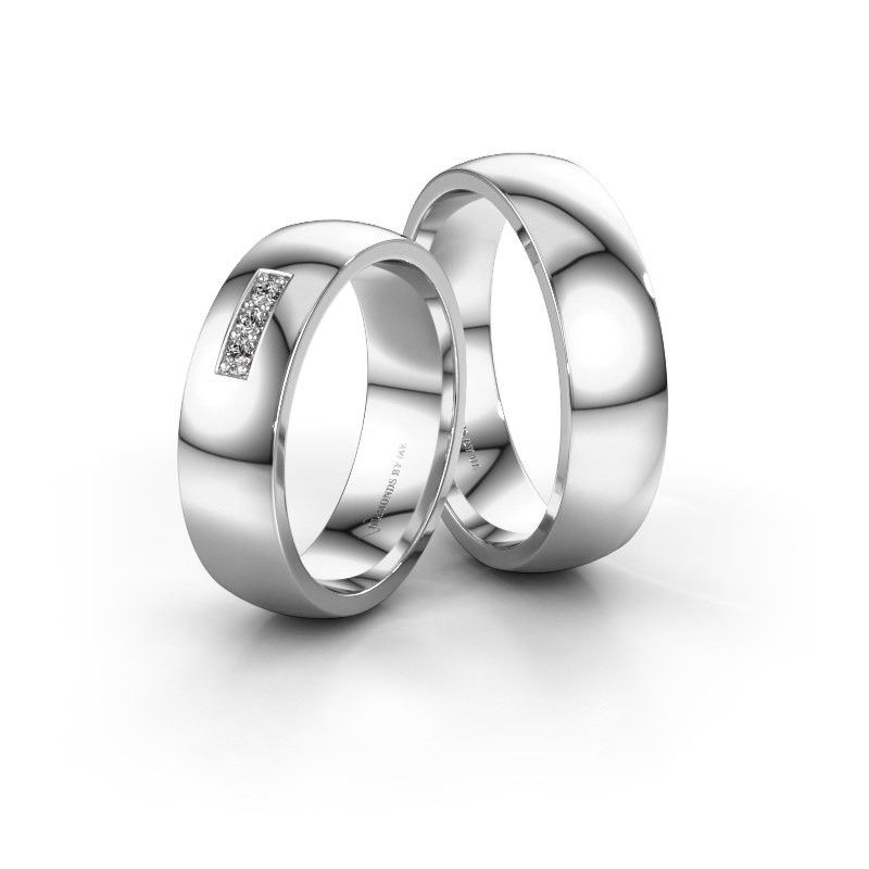Image of Wedding rings set WH0110LM26BP ±6x2 mm 14 Carat white gold diamond 0.045 crt