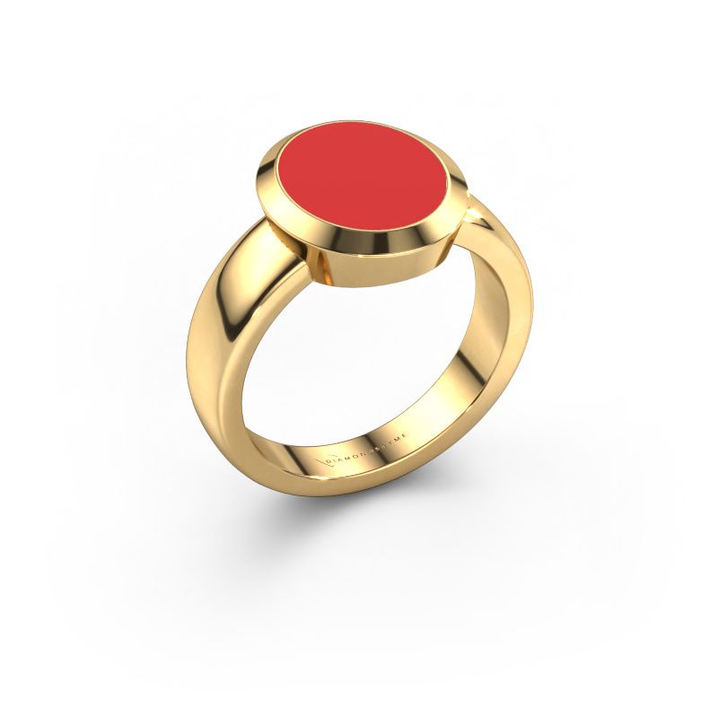 Signet ring Oscar 3 585 gold red enamel 12x10 mm
