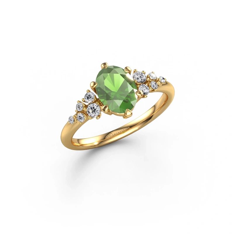 Verlobungsring Royce OVL 585 Gold Turmalin grün 8x6 mm
