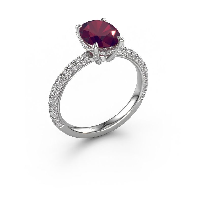 Verlovingsring Saskia 2 OVL 950 platina rhodoliet 9x7 mm