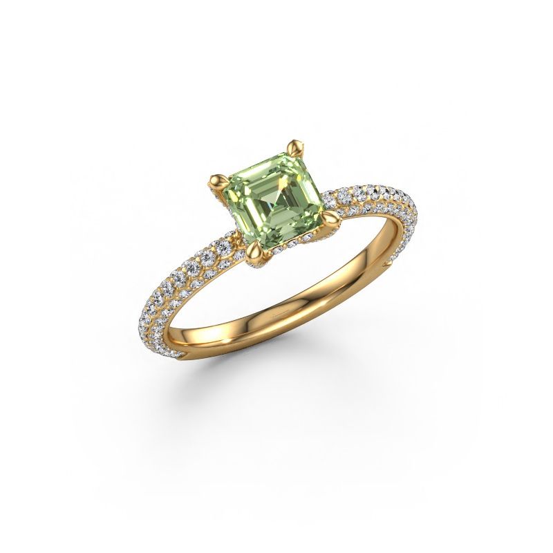 Engagement ring Saskia 2 ASH 585 gold green lab grown diamond 5.5 mm