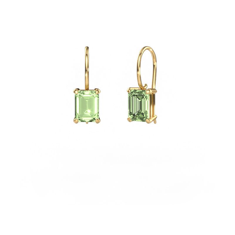 Drop earrings Cleo EME 585 gold green lab grown diamond 8x6 mm