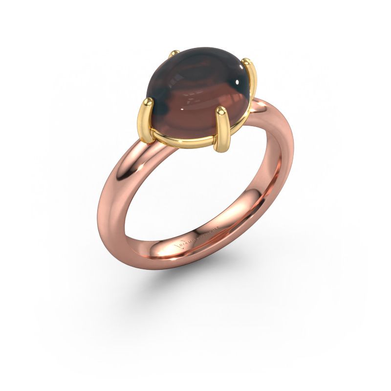 Bague Melodee 585 or rose quartz fumé 10x8 mm