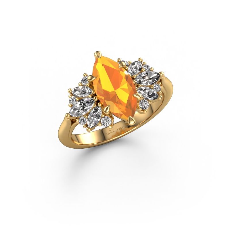 Engagement ring Jaimie 585 gold citrin 12x6 mm