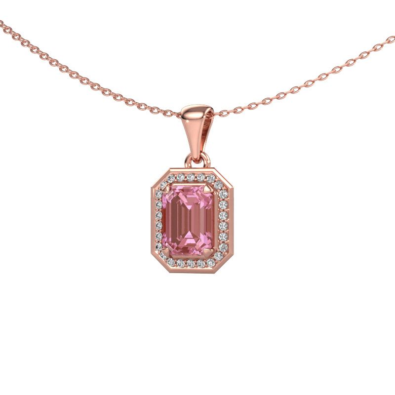 Pendant Dodie 585 rose gold pink lab grown diamond 8x6 mm