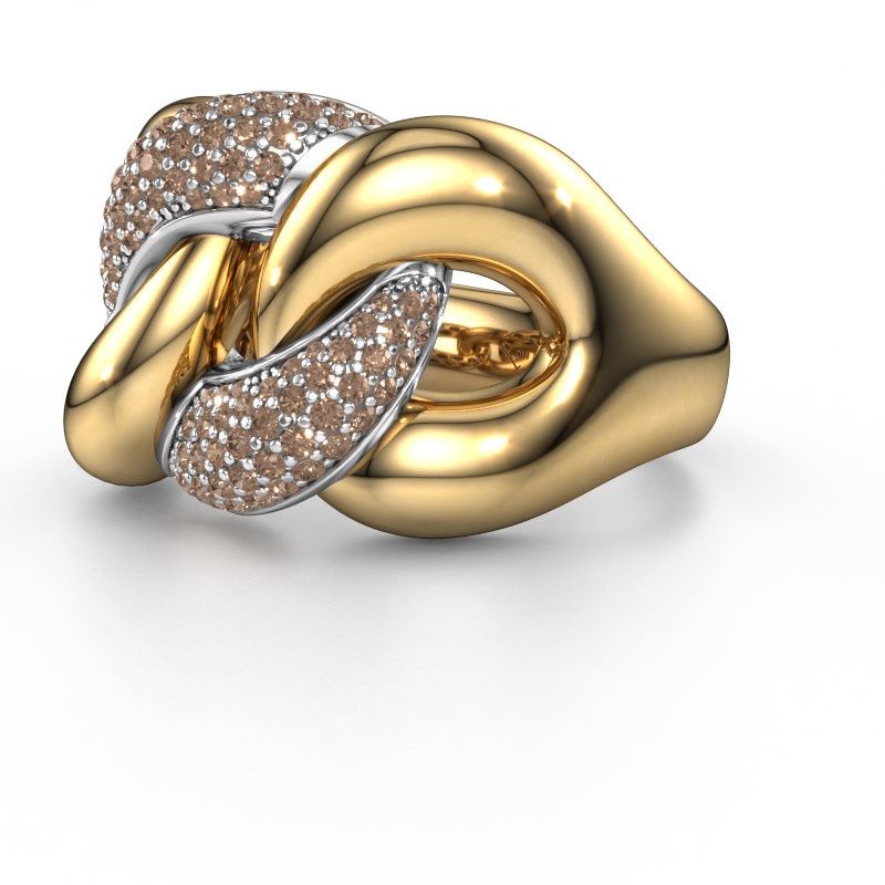 Afbeelding van Ring Kylie 2 15mm<br/>585 goud<br/>Bruine diamant 0.55 crt