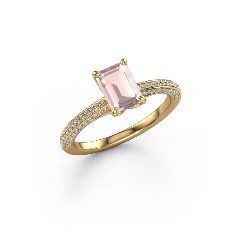 Engagement ring Elenore eme 585 gold morganite champagne 7x5 mm