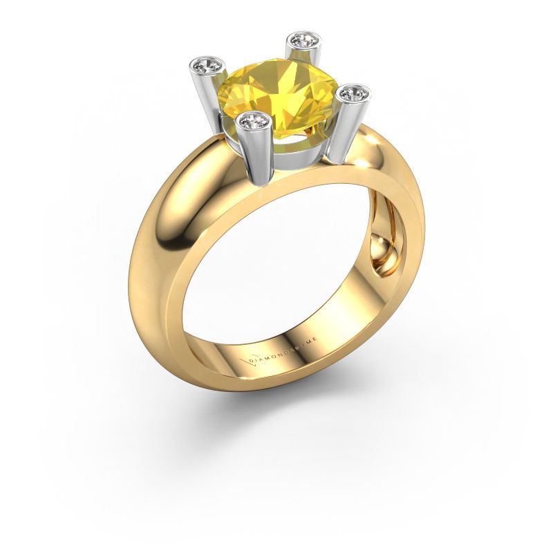 Bague Tamara RND 585 or jaune saphir jaune 8 mm