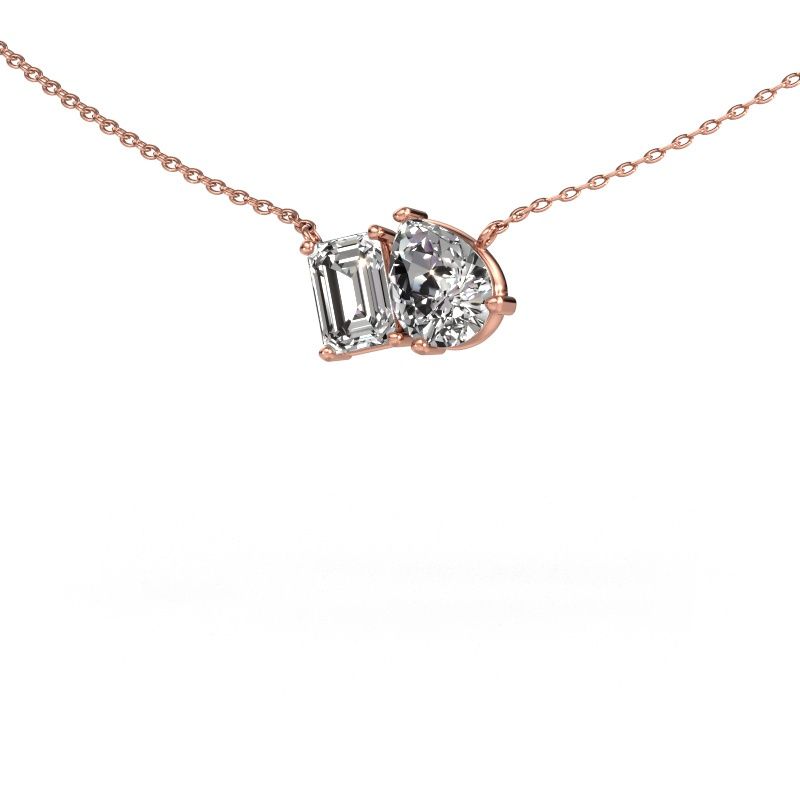 Anhänger Toi et Moi PER EME 585 Roségold Diamant 1.90 crt