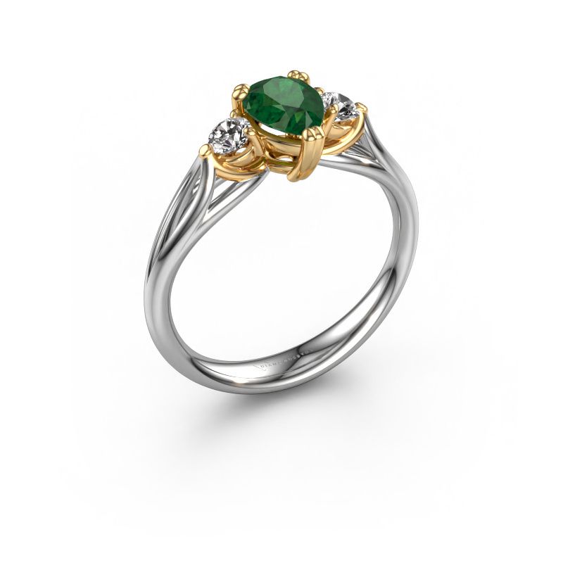 Engagement ring Amie per 585 white gold emerald 7x5 mm