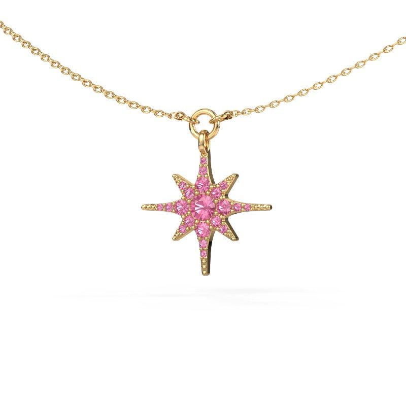 Necklace Star 585 gold pink sapphire 3 mm