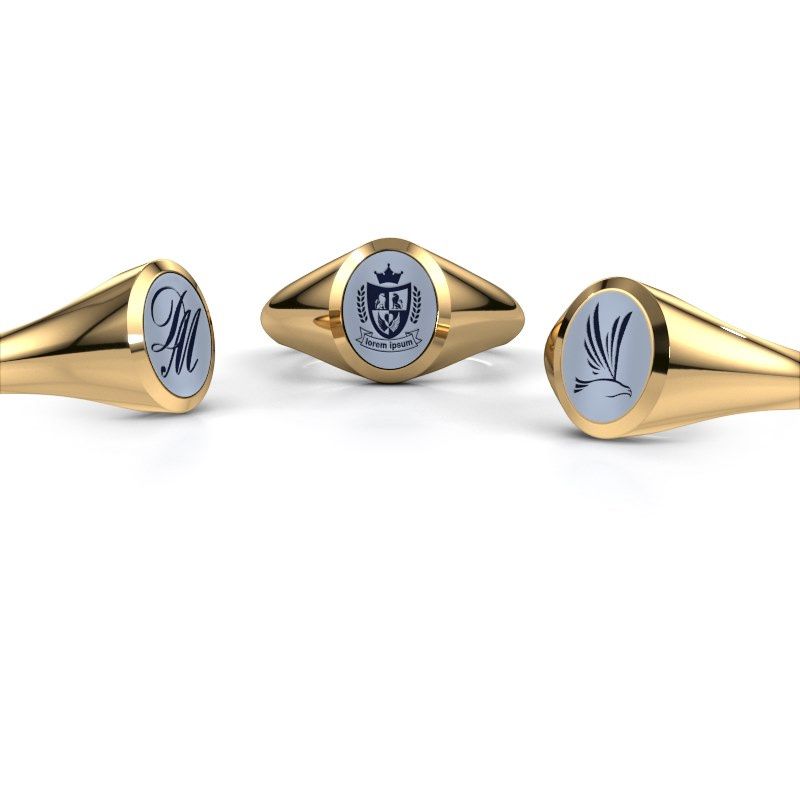 Afbeelding van Pinkring Herman 1<br/>585 goud<br/>Licht blauwe lagensteen 10x8 mm