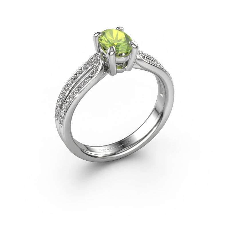 Verlobungsring Antonia ovl 2 950 Platin Peridot 7x5 mm