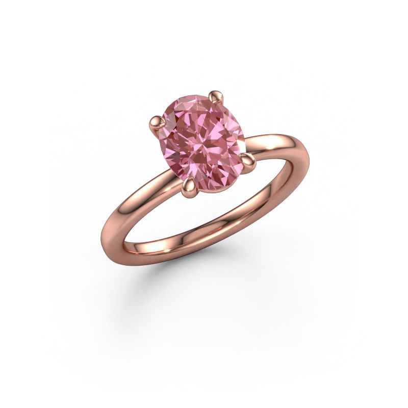 Engagement ring Simone OVL 1 585 rose gold pink lab grown diamond 9x7 mm