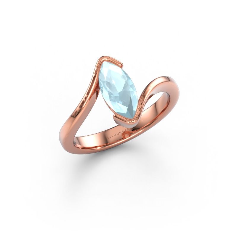 Bague de fiançailles Eve 585 or rose aigue-marine 10x5 mm