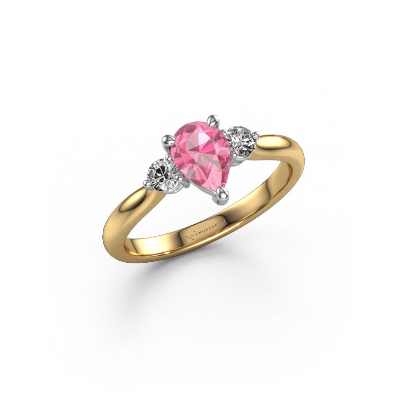Engagement ring Lieselot PER 585 gold pink sapphire 7x5 mm