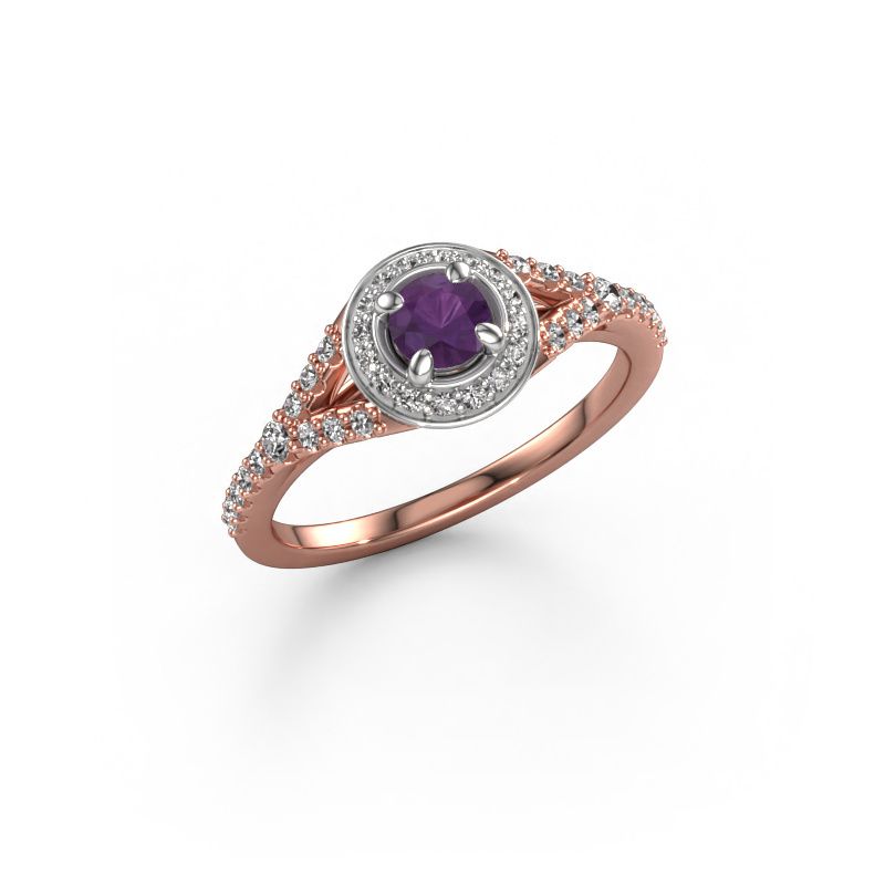Engagement ring Pamela RND 585 rose gold amethyst 4 mm