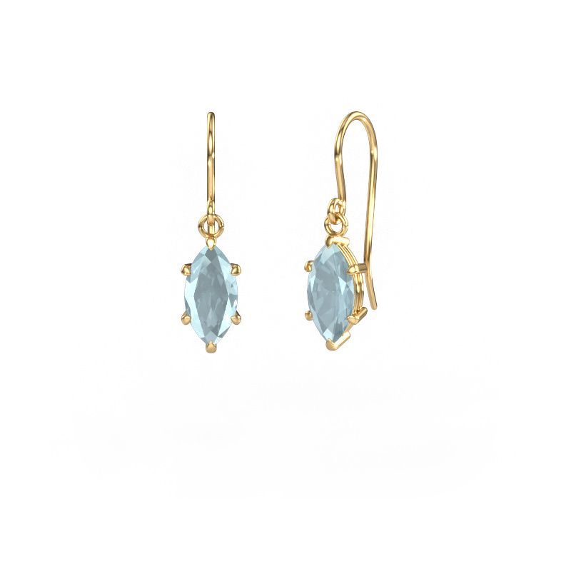 Drop earrings Laurie MRQ 1 585 gold aquamarine 10x5 mm