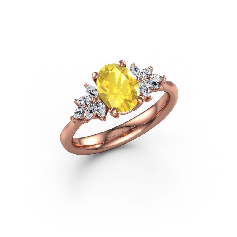 Verlobungsring Fiona OVL 585 Roségold Gelb Saphir 8x6 mm