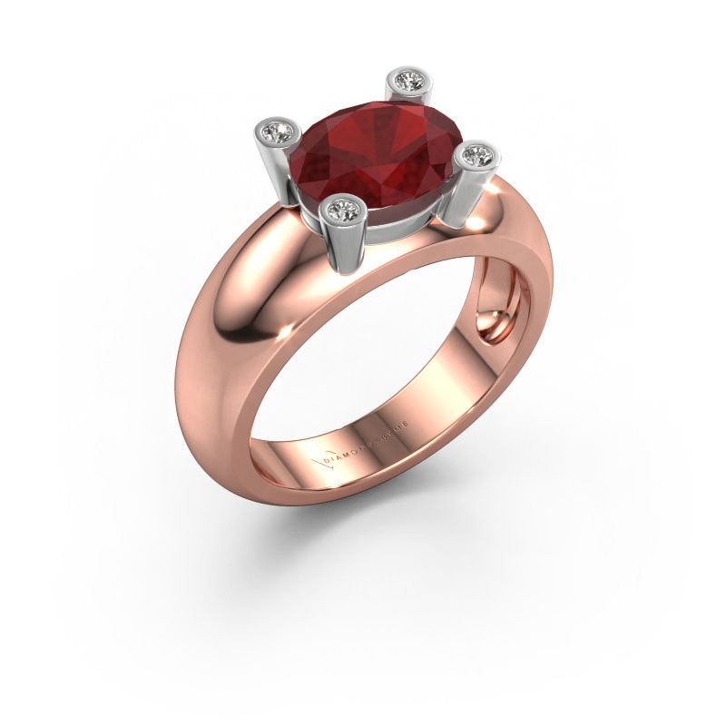 Ring Tamara OVL 585 rosé goud robijn 9x7 mm