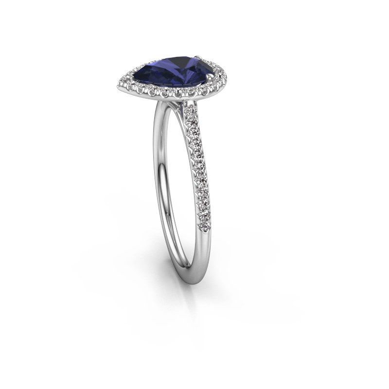 Image of Engagement ring seline per 2<br/>585 white gold<br/>Sapphire 8x6 mm