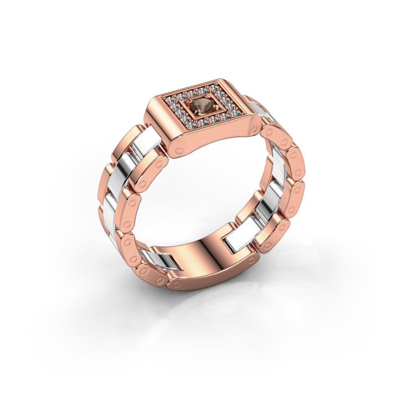 Afbeelding van Heren ring Giel 585 rosé goud rookkwarts 2.7 mm