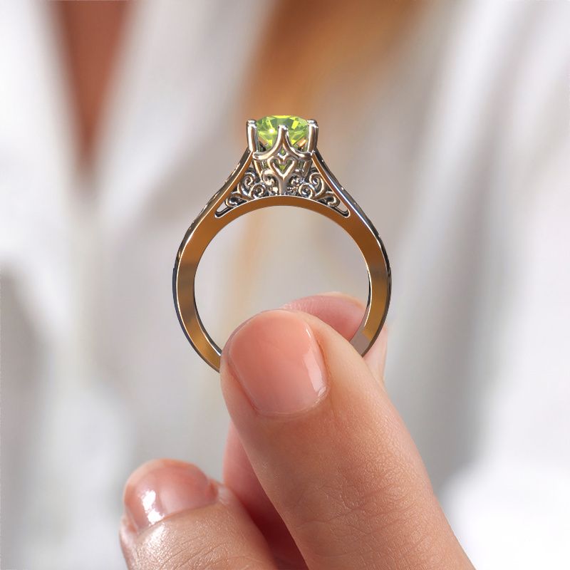 Image of Engagement ring Shan 950 platinum peridot 6 mm