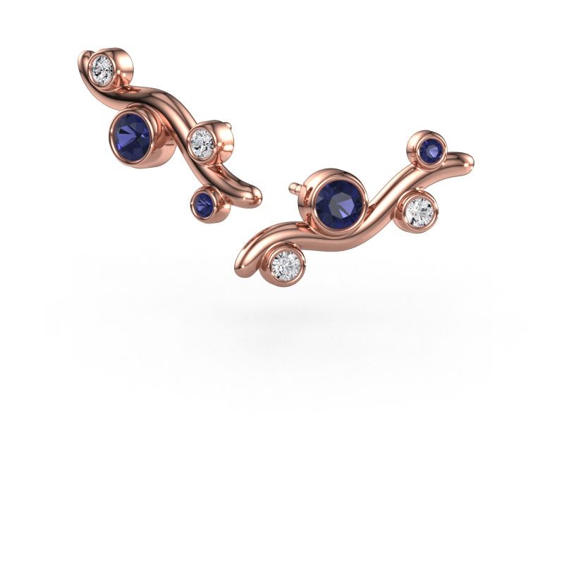 Clous d'oreilles Jin 585 or rose saphir 4 mm