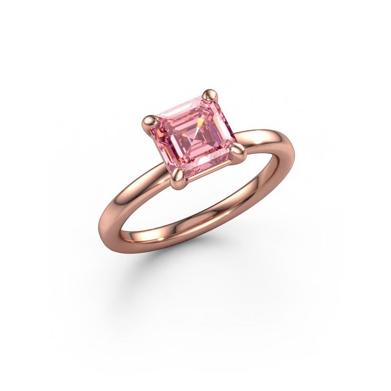 Engagement ring Simone ASC 1 585 rose gold pink lab grown diamond 6.5 mm