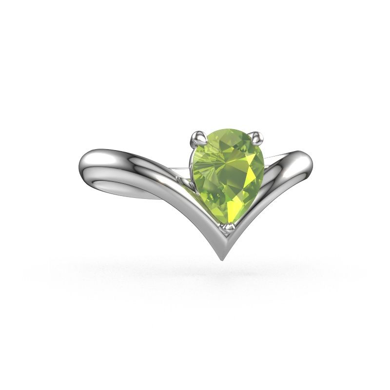 Engagement ring Maddy PER 950 platinum peridot 8x6 mm