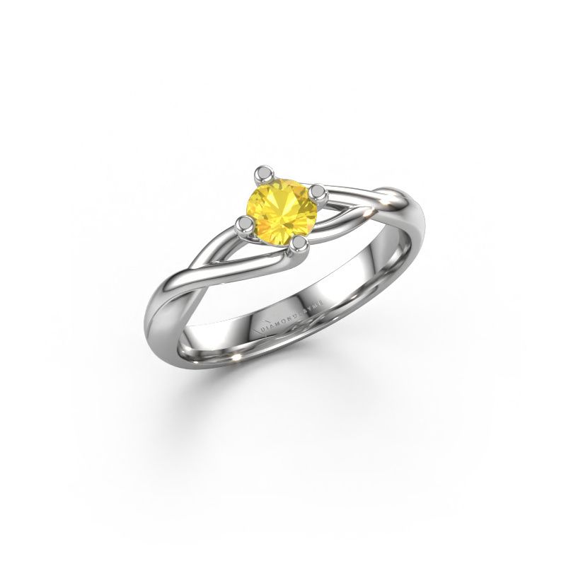 Ring Paulien 950 platinum yellow sapphire 4.2 mm