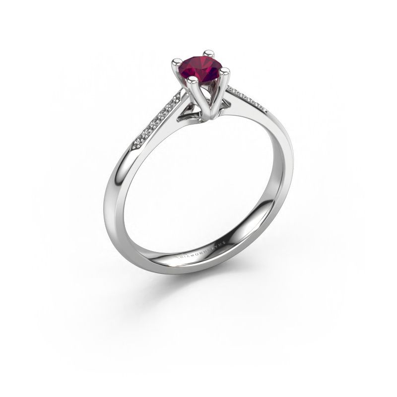Image of Promise ring Janna 2 585 white gold rhodolite 4 mm