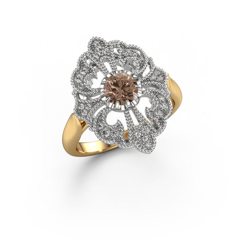 Bague de fiançailles Naida 585 or jaune diamant brun 0.649 crt