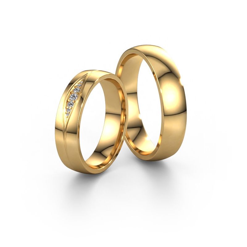 Wedding rings set WH0133LM25AP ±0.20x0.07 in 14 Carat gold diamond 0.018 crt