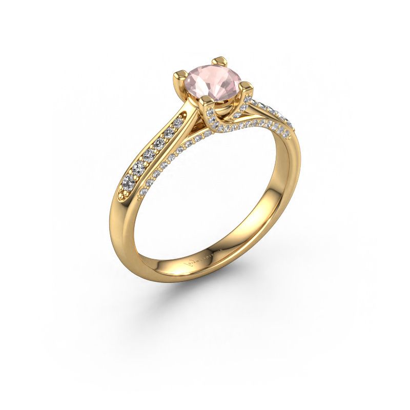Engagement ring Mia 3 585 gold morganite champagne 5 mm